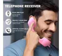 Combiné téléphonique rétro, récepteur de poignée de Ligne Fixe de Style téléphonique de Type C avec Microphone, Prise Filaire, pour Les vidéoconférences Mobiles cellulaires, Les appels et Les réu Red