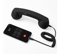 Combiné Téléphonique Rétro, Récepteur De Poignée De Ligne Fixe De Style Téléphonique De Type C avec Microphone, Adaptateur De Téléphone Portable à Ligne Fixe avec Cordon, Les Vidéoconférences M Black