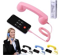 Combiné téléphonique rétro, récepteur téléphonique Filaire de Type C avec Microphone et Haut-Parleur, qualité d'appel Claire pour téléphones Portables/Ordinateurs/Ordinateurs Portables Pink