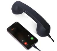 Combiné téléphonique rétro USB-C pour appareils mobiles avec contour ergonomique, contact de base stable et design centré sur la voix (noir)