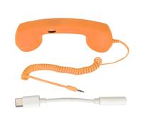 Combiné Téléphonique Rétro Vintage, Récepteur de Téléphone Portable Résistant aux Radiations, Microphone pour Téléphone Portable, Smartphone, Prise 3,5 Mm avec USB C (Orange)