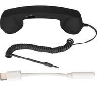 Combiné Téléphonique Rétro Vintage,Récepteur de Téléphone Portable Résistant aux Radiations,Microphone pour Téléphone Portable,Smartphone,Prise 3,5 Mm avec USB C (Black)
