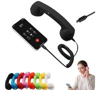 Combiné Téléphonique Rétro Vintage Style Années 90, Récepteur De Téléphone Portable Old School, Combiné Téléphonique Fixe avec Microphone Et Haut-Parleur, Combinés USB-C/Jack, avec Bouton De Réponse