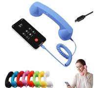 Combiné Téléphonique Rétro Vintage Style Années 90, Récepteur De Téléphone Portable Old School, Combiné Téléphonique Fixe avec Microphone Et Haut-Parleur, Combinés USB-C/Jack, avec Bouton De Réponse