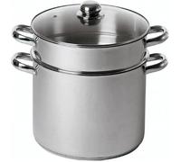 Combiné Traiteur Couscoussier Forme Droite - Acier Inox - Couvercle Verre - Tous Feux dont Induction - Ø30cm 16L Argenté