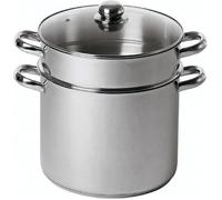 Combiné Traiteur Couscoussier Forme Droite - Acier Inox - Couvercle Verre - Tous Feux dont Induction - Triple - Ø24cm 9L Argenté