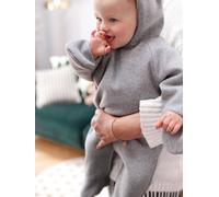 Combipilote bébé en drap de laine ouverture décalée gris chiné NAISSANCE(50CM)