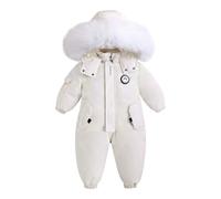 Combipilote Bébé Garçon Enfant Fermeture De Ski Polaire Veste Neige Toison Col De Fourrure Couleur Unie Étanche Nouveau-Né 0-12 Mois Manteau Hoodie