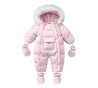 Combipilote Bébé Garçon Enfant Fleece De Neige Doublé Neige Toison Veste avec Gants Coupe-Vent Fourrure 0-12 Mois Nouveau-Né Rompers Hoodie