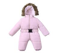 Combipilote Bébé Garçon Enfant Manches Longues Chaud À Capuche Habit De Neige Veste Fourrure Coupe-Vent Couleur Unie Nouveau-Né 0-12 Mois Playsuit Manteaux