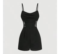 Combishort à patchwork en dentelle noire pour femmes L,M,S,XL,XS,XXL,XXS,XXXL,XXXXLUnicoloreTissu tricoté