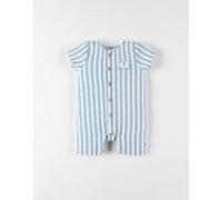 Combishort bi-matière rayée éléphant, écru/eucalyptus 1M