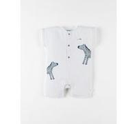 Combishort bi-matière rayée zèbre, beige/eucalyptus 6M