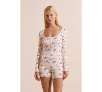Combishort de pyjama en coton à motifs tomates - Tige - L - Blanc - Femme - Etam