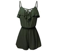 Combishort Été Femmes,ITISME Salopette Short Femmes Grande Taille Décontractée sans Manches Chevauchement Face Volant Détail Combinaison Jumpsuit Short Rompers Femmes