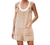 Combishort Femme en Lin Ample en Coton Soldes 2025 Salopette Été Combinaisons et Combishorts Playsuit Chic Salopette Short Vacances Soirée Plage Jumpsuit Léger et Respirant Salopettes Pas Cher