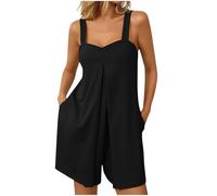 Combishort Femme ete Chic Soldes D'Été Salopettes Femmes Shorts Combinaisons Chic Les Bretelles Pantalons Courts Combi-Short Casuel Romper Jumpsuit Salopette Pantalons de Poche Playsuits Pas Cher