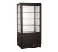 CombiSteel Vitrine Réfrigérée 4 Faces Vitrées Noire - 68 L