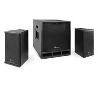Power Dynamics Combo 1500 - Système Triphonique 2.1, Puissance de 1500W, Technologie sans Fil Bluetooth, Idéal pour Les DJ Mobile, Caisson de Basse Actif de 15''