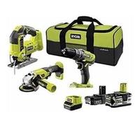 Pack RYOBI 18V One+ - Perceuse-visseuse - Meuleuse - Scie sauteuse pendulaire - 2 batteries - 1 chargeur rapide R18CK3C-252S