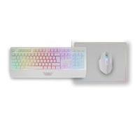 Combo 3en1 Mars Gaming MCP124, Clavier, Souris, Tapis de souris, Espagnol, Blanc G