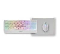 Mars Gaming MCP124WFR – Combo 3en1: Clavier H‑Mech RGB AZERTY, Souris 3200 DPI, Tapis 360×260 Blanc