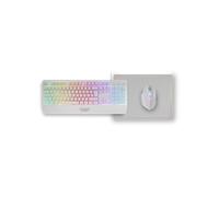 Combo 3en1 MCP124, Clavier, Souris, Tapis de souris, Portugais, Blanc