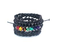 Combo 4 bracelets tendance pour homme en cuir, bois et pierres fines.