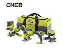 Combo 4 outils : perceuse + scie sauteuse + meuleuse + ponceuse triangulaire 2 batteries 5 et 2 Ah 1 chargeur + sac de transport