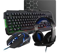 Combo Argon - Ensemble Gaming 4 En 1 - Clavier Azerty Rétroéclairé, Souris Gamer 3200 Dpi, Micro Casque, Tapis De Souris Antidérapant - Pack Gamer Pc Ps4 Xbox One Mac