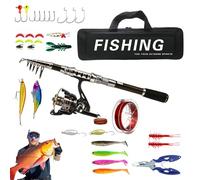 Combo canne à pêche et moulinet,Combo cannes à pêche et moulinet,Combinaisons télescopiques de canne à pêche et de moulinet d'eau salée - Équipement portatif pour la pêche sur glace, Equiatu