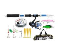 Combo Canne et moulinet | Ensemble complet avec lignes et appâts - équipement extérieur leurres pour perche kit accessoires avec sac de transport pour truite poisson-chat crrappies eau salée