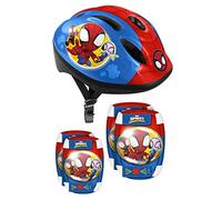 Combo Casque + GENOUILLERES COUDIERES Spidey. Tour de tête réglable avec système de molette Head Ring assurant Maintien et Confort. 50/56cm. Sangles jugulaires Ajustables.
