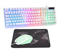 Combo clavier et souris de jeu LED filaire avec personnage émettant 4800 DPI 2 boutons latéraux USB rétroéclairé arc-en-ciel sensation mécanique compatible avec PC Raspberry Pi Mac Xbox One PS4 avec tapis de souris