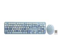 Combo Clavier et Souris pour Pack Clavier et Souris sans Fil Durable, Ergonomique,Discret,Silencieux Clavier,104 Touches de Style Rétro Arrondies, Bleu Pastel pour