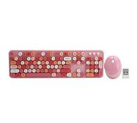 Combo Clavier et Souris pour Pack Clavier et Souris sans Fil,Ergonomique,Silencieux Clavier,104 Touches de Style Rétro Arrondies, avec Récepteur USB,Rose Pastel pour PC/Portable/Ordinateur