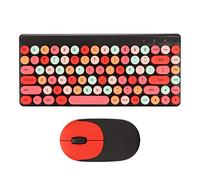 Combo Clavier et Souris sans Fil 2,4 GHz, Conception de clé Circulaire Rétro, Mode D'économie D'énergie Automatique, élégant coloré, Matériau ABS, Connexion du Récepteur USB, 86