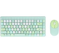 Combo Clavier et Souris sans Fil, 86 Touches Candy Macron Girl Cute Mixed Color Retro Typewriter Keyboard Punk Keycap Keyboard USB Gaming Keyboard Set for PC Laptops Computer Desktop