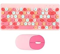 Combo Clavier et Souris sans Fil, 86 Touches Candy Macron Girl Cute Mixed Color Retro Typewriter Keyboard Punk Keycap Keyboard USB Gaming Keyboard Set for PC Laptops Computer Desktop