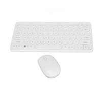 Combo Clavier et Souris sans Fil, Clavier et Souris Ronds sans Fil 2,4 G Design Ergonomique, Clavier et Souris Silencieux avec Récepteur USB pour la Famille de Bureau(Blanche)