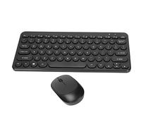 Combo Clavier et Souris sans Fil, Clavier et Souris Ronds sans Fil, Connexion 2,4 GHz, Design Ergonomique, Clavier et Souris Silencieux avec Récepteur USB pour la Famille et Bureau(le noir)