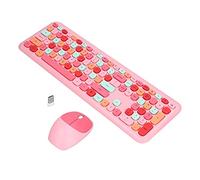 Combo Clavier Souris sans Fil, Ensemble Clavier et Souris sans Fil 2.4G pour Souris et Claviers sans Fil Compacts Rétro, pour PC/Ordinateur Portable(Rose)