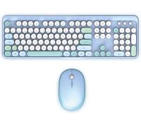 Combo Clavier + Souris sans Fil Pure Color FR AZERTY, Touches Plates et sensibles, Design Compact, Raccourcis, Pavé numérique, Compatibilité Windows