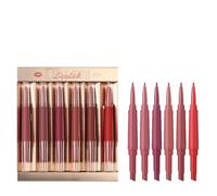 Combo Crayon à Lèvres et Rouge à Lèvres - 6 Pièces Rouge à 2 en 1 pour Femmes Set de Crayon à | Gloss Maquillage Beauté Résistant aux Traces pour Sorties Voyages Extérieur
