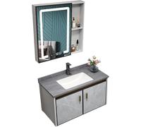 Combo D’évier Room Vity, Ensemble D’armoires Murales Modernes avec Robinet D’Eau Chaude Froide Et Armoire De Toilette avec Lumières LED, Désembuage De La Salle Vity A, Gary a 2, 70cm/27.5"