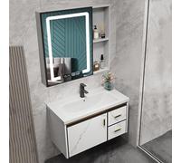 Combo D’évier Room Vity, Ensemble D’armoires Murales Modernes avec Robinet D’Eau Chaude Froide Et Armoire De Toilette avec Lumières LED, Désembuage De La Salle Vity A, White B 1, 70cm/27.5"