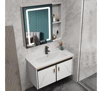 Combo D’évier Room Vity, Ensemble D’armoires Murales Modernes avec Robinet D’Eau Chaude Froide Et Armoire De Toilette avec Lumières LED, Désembuage De La Salle Vity A, White B 2, 80cm/31.5"