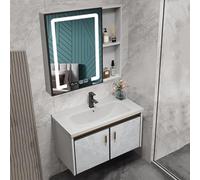 Combo D’évier Room Vity, Ensemble D’armoires Murales Modernes avec Robinet D’Eau Chaude Froide Et Armoire De Toilette avec Lumières LED, Désembuage De La Salle Vity A, Gray B 2, 80cm/31.5"