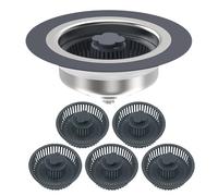 Combo Filtre D'échappement Et Bouchon - Bouchon D'évier De Cuisine En Acier Inoxydable, Panier D'évier Multifonctionnel | Filtre À Débris Alimentaire Pour La Maison Ou Le Restaurant Bloque Les Odeurs