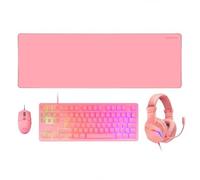 Combo Gaming 4 en 1 avec Clavier TKL H-Mech, Souris 3200 dpi RVB, Casque avec Annulation de Bruit et Tapis XXL antidérapant. Conçu pour : Gamers et Amateurs de Jeux